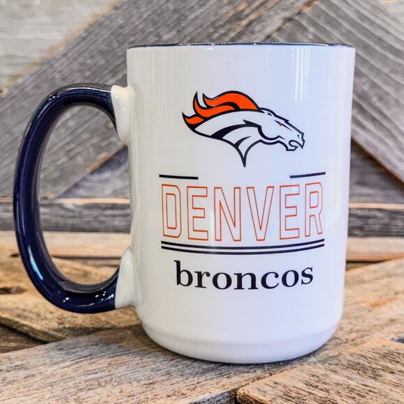 Pair of NFL Licensed Denver Broncos Two-Toned Sublimated Coffee Mugs, 15oz - Picture 8 of 10